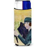 Lady driving with her Briard Ultra Beverage Insulators for slim cans SS8549MUK