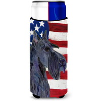 USA American Flag with Scottish Terrier Ultra Beverage Insulators for slim cans SS4014MUK