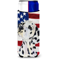 USA American Flag with Dalmatian Ultra Beverage Insulators for slim cans SS4018MUK