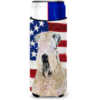 USA American Flag with Wheaten Terrier Soft Coated Ultra Beverage Insulators for slim cans SS4019MUK