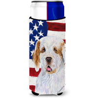 USA American Flag with Clumber Spaniel Ultra Beverage Insulators for slim cans SS4027MUK