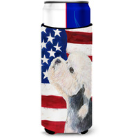 USA American Flag with Dandie Dinmont Terrier Ultra Beverage Insulators for slim cans SS4030MUK