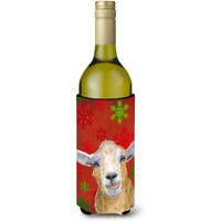 Red Snowflakes Goat Christmas Wine Bottle Beverage Insulator Beverage Insulator Hugger  RDR3024LITERK
