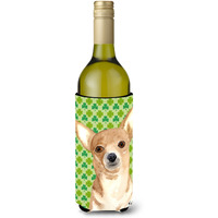 Chihuahua St Patrick's Day Wine Bottle Beverage Insulator Beverage Insulator Hugger  RDR3013LITERK