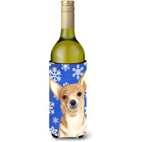 White Snowflake Chihuahua Christmas Wine Bottle Beverage Insulator Beverage Insulator Hugger  RDR3011LITERK