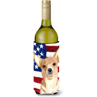 USA American Flag Chihuahua Wine Bottle Beverage Insulator Beverage Insulator Hugger  RDR3009LITERK
