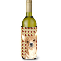 Chihuahua Fall Leaves Wine Bottle Beverage Insulator Beverage Insulator Hugger  RDR3015LITERK