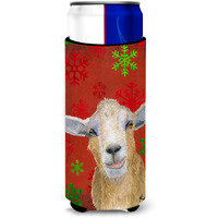 Red Snowflakes Goat Christmas Ultra Beverage Insulators for slim cans  RDR3024MUK