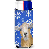 Winter Snowflakes Goat Winter Ultra Beverage Insulators for slim cans  RDR3023MUK