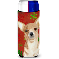Red Snowflake Chihuahua Christmas Ultra Beverage Insulators for slim cans  RDR3012MUK