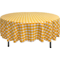 LA Linen Polyester Gingham Checkered 72-Inch Round Tablecloth, White and Dark yellow