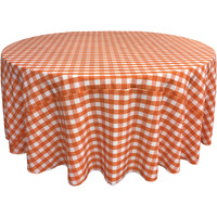 LA Linen Polyester Gingham Checkered 108-Inch Round Tablecloth, White and Orange