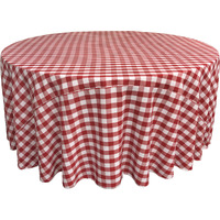 LA Linen Polyester Gingham Checkered 108-Inch Round Tablecloth, White and Red