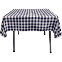 LA Linen Polyester Gingham Checkered 52 by 52-Inch Square Tablecloth, White and Navy