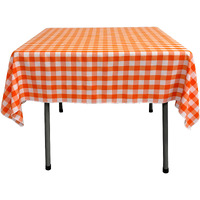 LA Linen Polyester Gingham Checkered 52 by 52-Inch Square Tablecloth, White and Orange