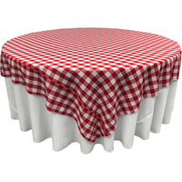 LA Linen Polyester Gingham Checkered 72 by 72-Inch Square Tablecloth, White and Red