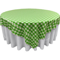LA Linen Polyester Gingham Checkered 90 by 90-Inch Square Tablecloth, White and Lime