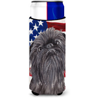 Brussels Griffon USA American Flag Ultra Beverage Insulators for slim cans