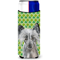 Chinese Crested St Patrick's Irish Ultra Beverage Insulators for slim cans