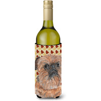 Brussels Griffon Fall Leaves Wine Bottle Beverage Insulator Beverage Insulator Hugger