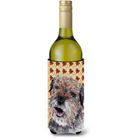 Border Terrier Fall Leaves Wine Bottle Beverage Insulator Beverage Insulator Hugger