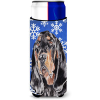 Coonhound Blue Snowflake Winter Ultra Beverage Insulators for slim cans