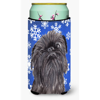 Brussels Griffon Blue Snowflake Winter Tall Boy Beverage Insulator Beverage Insulator Hugger