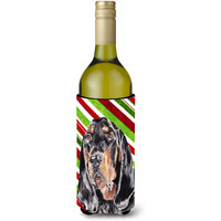 Coonhound Candy Cane Christmas Wine Bottle Beverage Insulator Beverage Insulator Hugger