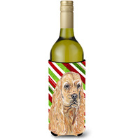 Cocker Spaniel Candy Cane Christmas Wine Bottle Beverage Insulator Beverage Insulator Hugger