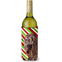 Boykin Spaniel Candy Cane Christmas Wine Bottle Beverage Insulator Beverage Insulator Hugger
