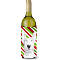 Bull Terrier Candy Cane Christmas Wine Bottle Beverage Insulator Beverage Insulator Hugger