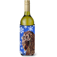 Boykin Spaniel Blue Snowflake Winter Wine Bottle Beverage Insulator Beverage Insulator Hugger