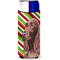 Irish Setter Candy Cane Christmas Ultra Beverage Insulators for slim cans