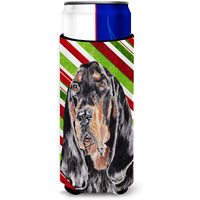 Coonhound Candy Cane Christmas Ultra Beverage Insulators for slim cans