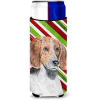 English Foxhound Candy Cane Christmas Ultra Beverage Insulators for slim cans