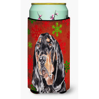 Coonhound Red Snowflake Christmas Tall Boy Beverage Insulator Beverage Insulator Hugger