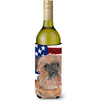 Brussels Griffon USA American Flag Wine Bottle Beverage Insulator Beverage Insulator Hugger