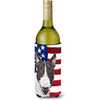 Bull Terrier USA American Flag Wine Bottle Beverage Insulator Beverage Insulator Hugger