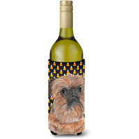 Brussels Griffon Halloween Candy Corn Wine Bottle Beverage Insulator Beverage Insulator Hugger