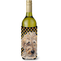 Goldendoodle Halloween Candy Corn Wine Bottle Beverage Insulator Beverage Insulator Hugger