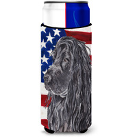 Cocker Spaniel Black USA American Flag Ultra Beverage Insulators for slim cans