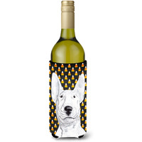 Bull Terrier Halloween Candy Corn Wine Bottle Beverage Insulator Beverage Insulator Hugger