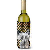 Chinese Crested Halloween Candy Corn Wine Bottle Beverage Insulator Beverage Insulator Hugger