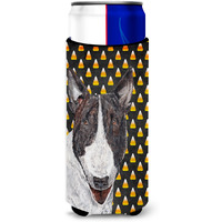 Bull Terrier Halloween Candy Corn Ultra Beverage Insulators for slim cans