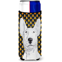 Bull Terrier Halloween Candy Corn Ultra Beverage Insulators for slim cans