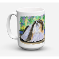 "Caroline's Treasures SS8329CM15 Shih Tzu Dishwasher Safe Microwavable Ceramic Coffee Mug, 15 oz, Multicolor"