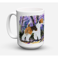 "Caroline's Treasures SS8630CM15 Fox Terrier Dishwasher Safe Microwavable Ceramic Coffee Mug, 15 oz, Multicolor"