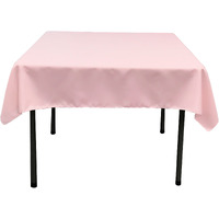 LA Linen Polyester Poplin Square Tablecloth, 52 by 52-Inch, Light Pink