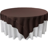 LA Linen Polyester Poplin Square Tablecloth, 72 by 72-Inch, Brown
