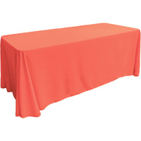 LA Linen Polyester Poplin Rectangular Tablecloth 90 by 156-Inch, Coral
